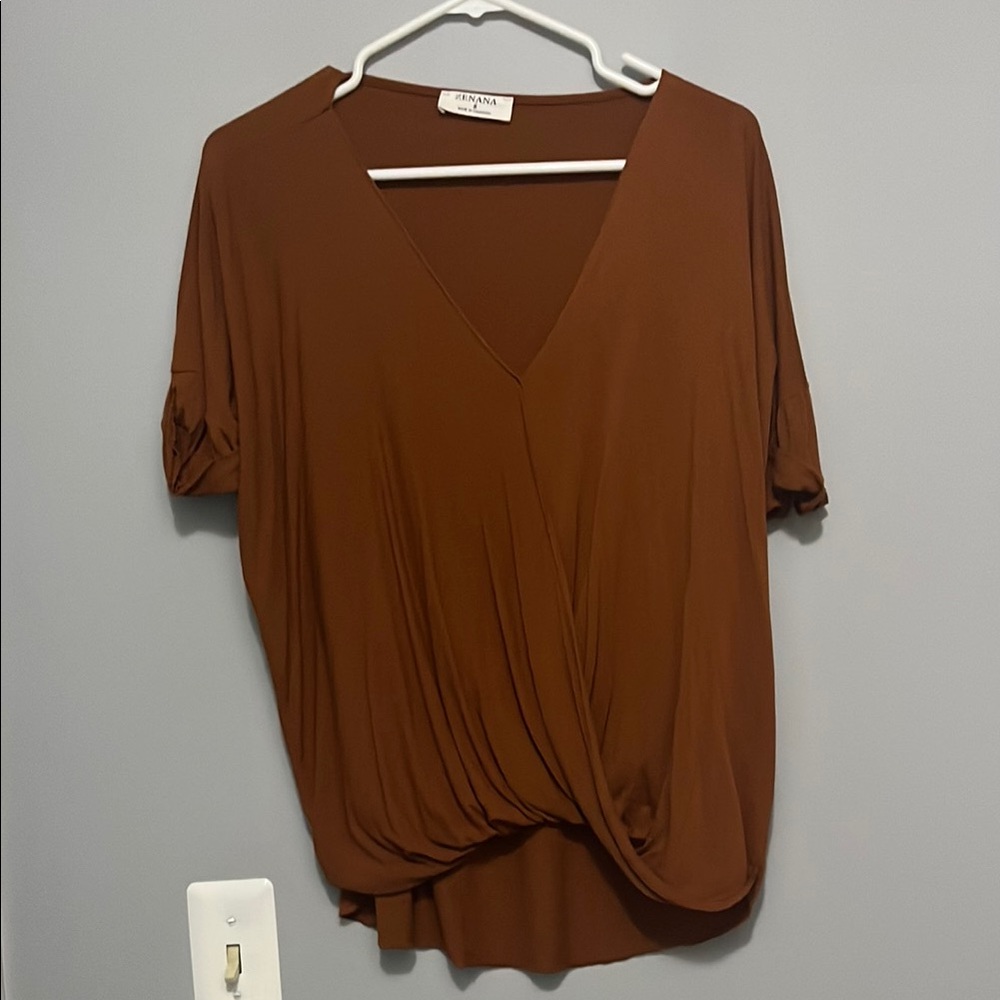 Zenana orange Wrap Blouse with V-Neck